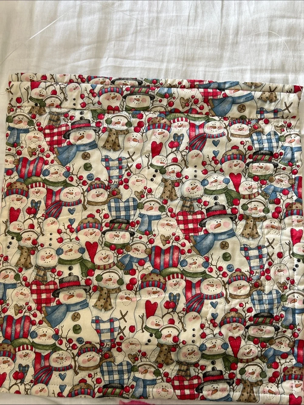 Blue Snowman Holiday Quilted Wall Hanging